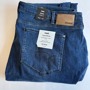 Mavi Men's 48x30‎ Zach SuperMove Straight Leg Jeans All Blue Medium Wash Denim